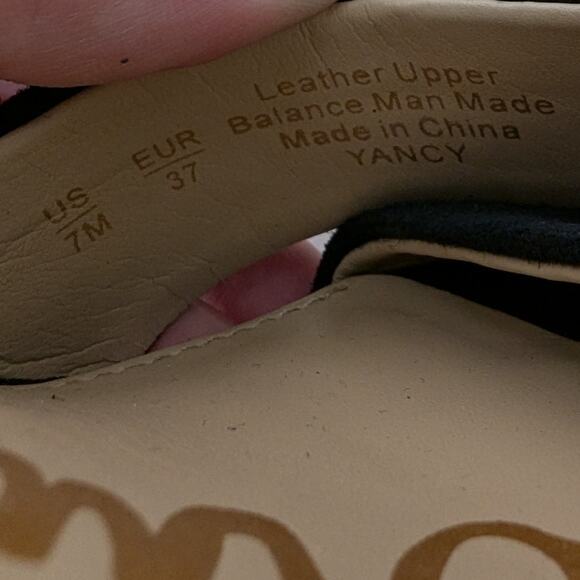 Sam Edelman Yancy Ankle Strap Heeled Sandals Suede Leather Black Size US 7 EU 37 - Picture 8 of 8